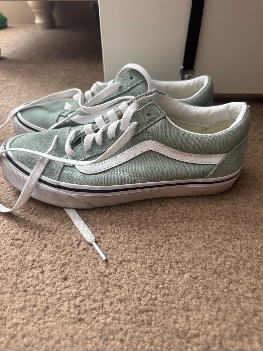 Vans Old Skool Mint Green and White Low Top Sneakers